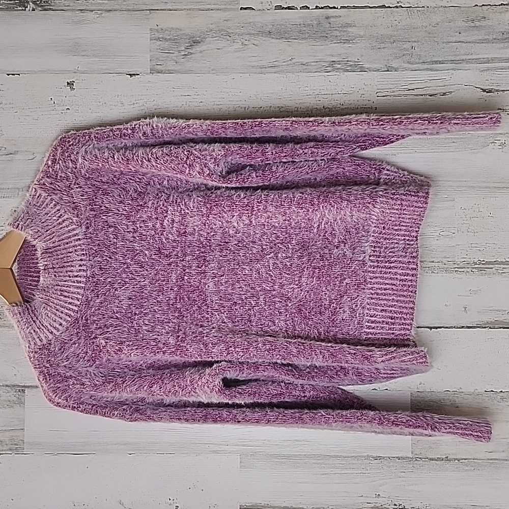 Falls Creek magenta white eyelash soft mock neck sweater Size XL NEW